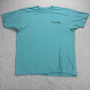 Salt Life Graphic T-Shirt Mens XL Teal Skull Captain Beach Surf Fishing Pirate